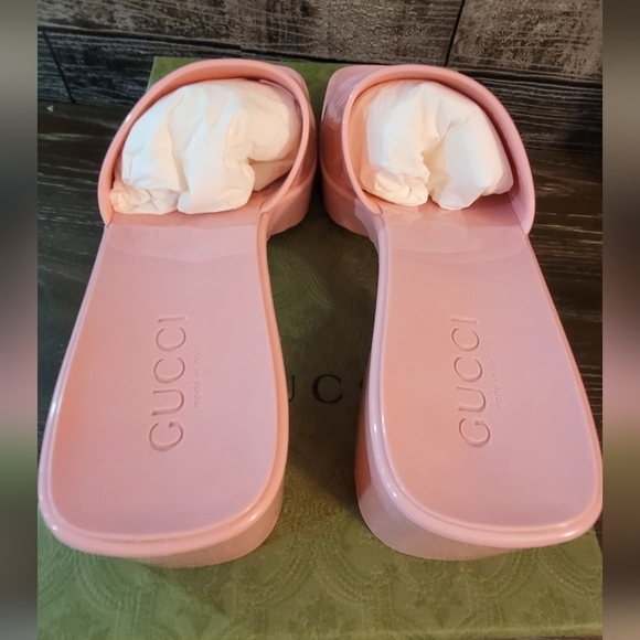 Gucci Rose Sandals Chunky Heel Sz8 - Picture 4 of 10